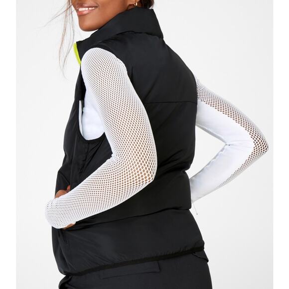 Kristen Reversible Puffer Vest S Black White Yellow Zip Travel Layer RN134638 - Picture 6 of 8